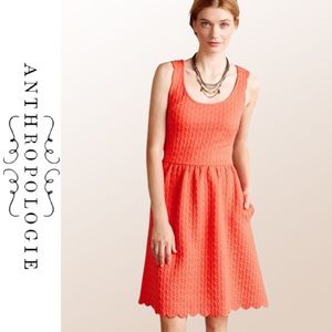 Anthropologie Maeve Coral Caye Scalloped Dress